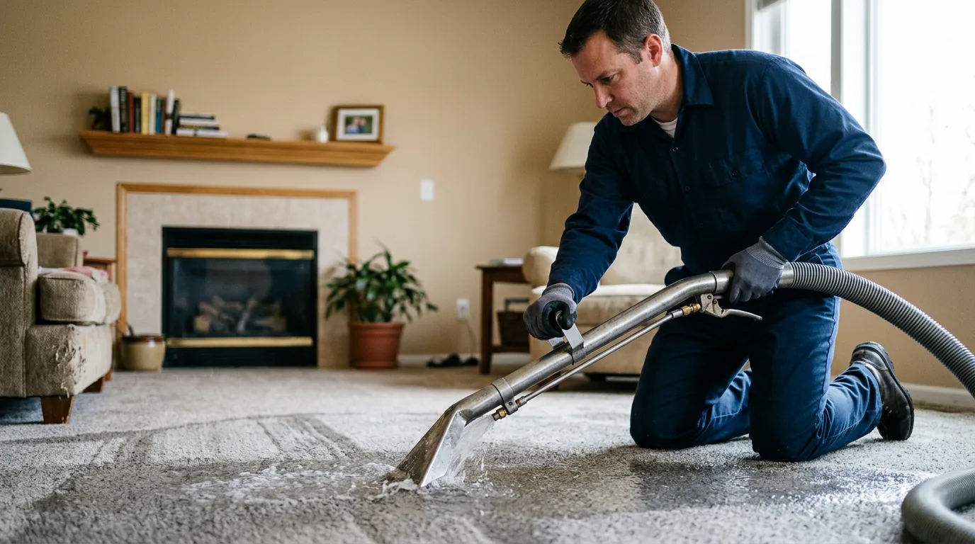 Water damage restoration technician working near East Lynne, MO